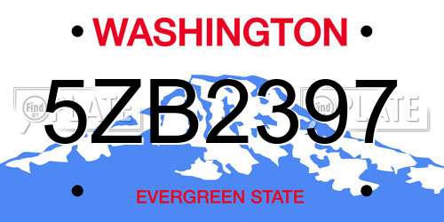 5ZB2397 Washington License Plate