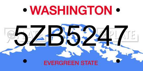 5ZB5247 Washington License Plate