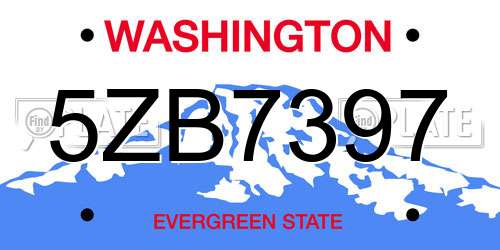 5ZB7397 Washington License Plate