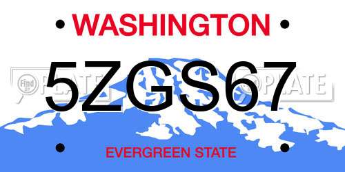 5ZGS67 Washington License Plate