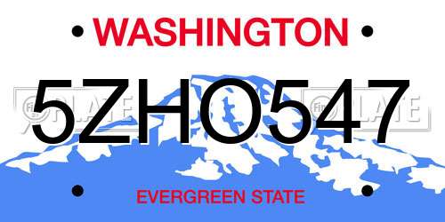 5ZHO547 Washington License Plate