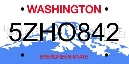 5ZHO842 Washington License Plate