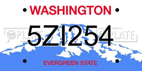 5ZI254 Washington License Plate