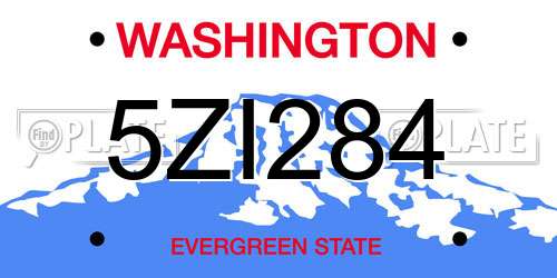5ZI284 Washington License Plate