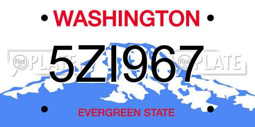 5ZI967 Washington License Plate