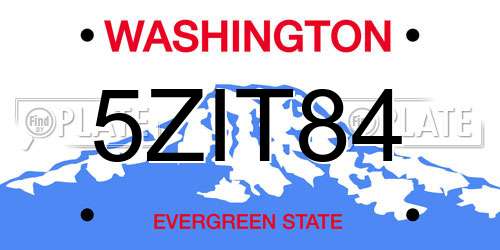 5ZIT84 Washington License Plate