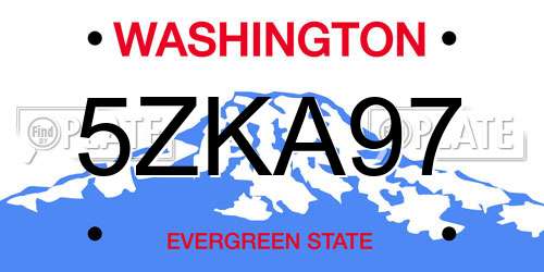 5ZKA97 Washington License Plate