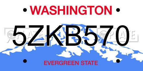 5ZKB570 Washington License Plate