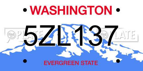 5ZL137 Washington License Plate