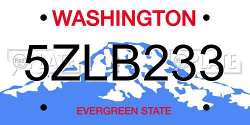 5ZLB233 Washington License Plate