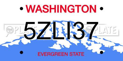 5ZLI37 Washington License Plate