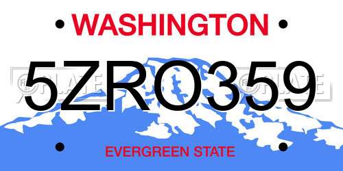 5ZRO359 Washington License Plate