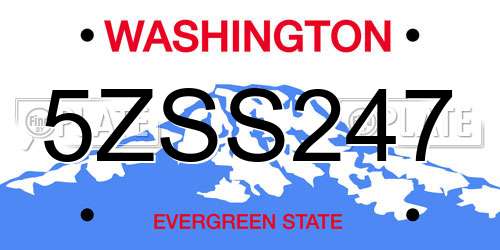 5ZSS247 Washington License Plate