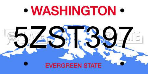 5ZST397 Washington License Plate