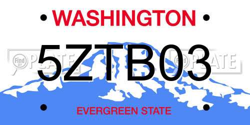 5ZTB03 Washington License Plate