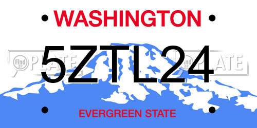 5ZTL24 Washington License Plate
