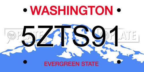5ZTS91 Washington License Plate