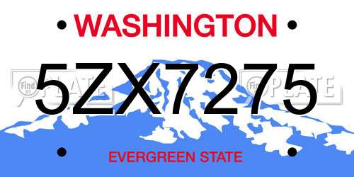 5ZX7275 Washington License Plate