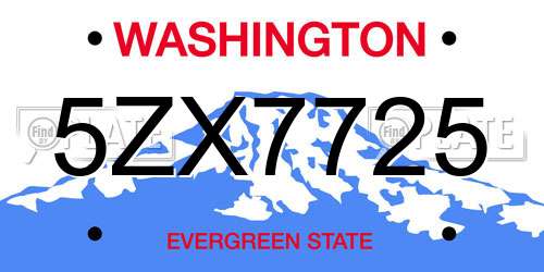 5ZX7725 Washington License Plate