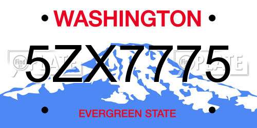 5ZX7775 Washington License Plate