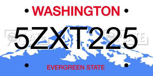 5ZXT225 Washington License Plate