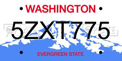 5ZXT775 Washington License Plate