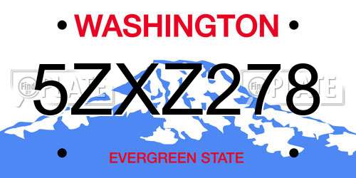 5ZXZ278 Washington License Plate