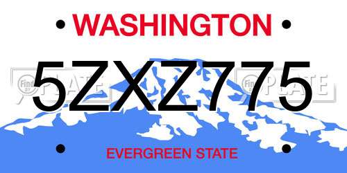 5ZXZ775 Washington License Plate