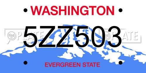 5ZZ503 Washington License Plate