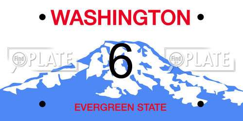 6 Washington License Plate