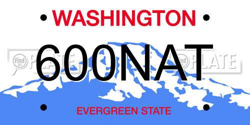 600NAT Washington License Plate