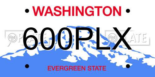 600PLX Washington License Plate