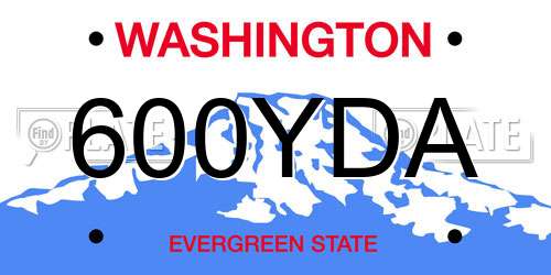 600YDA Washington License Plate