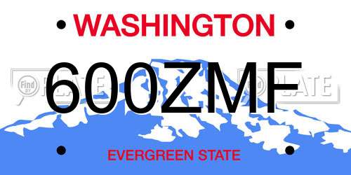 600ZMF Washington License Plate