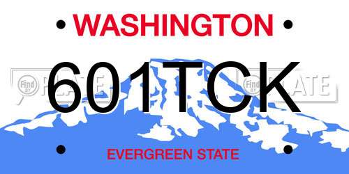 601TCK Washington License Plate