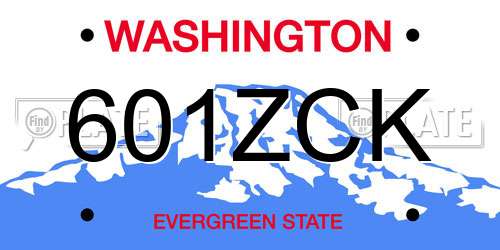 601ZCK Washington License Plate