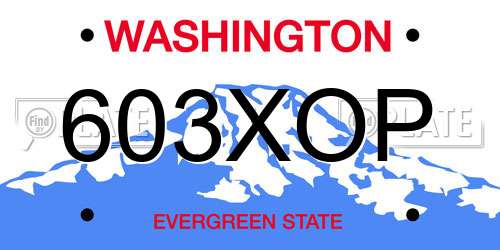 603XOP Washington License Plate