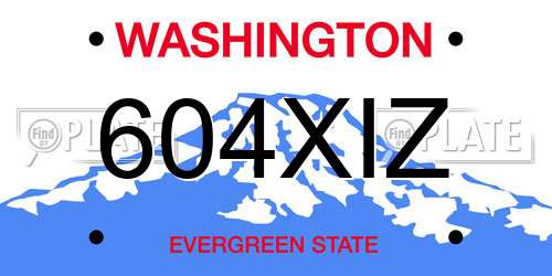 604XIZ Washington License Plate