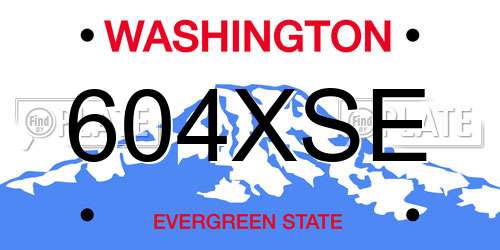 604XSE Washington License Plate