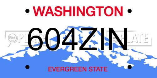 604ZIN Washington License Plate