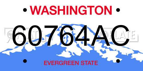 60764AC Washington License Plate