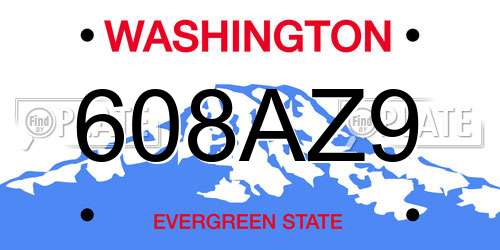 608AZ9 Washington License Plate