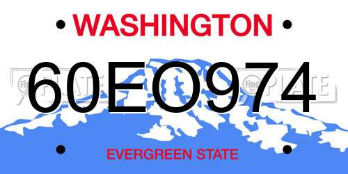 60EO974 Washington License Plate