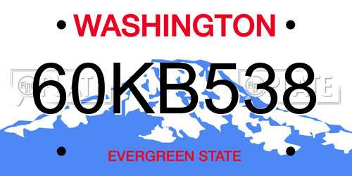 60KB538 Washington License Plate
