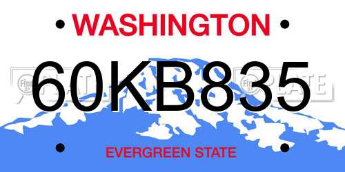 60KB835 Washington License Plate