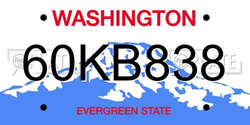 60KB838 Washington License Plate