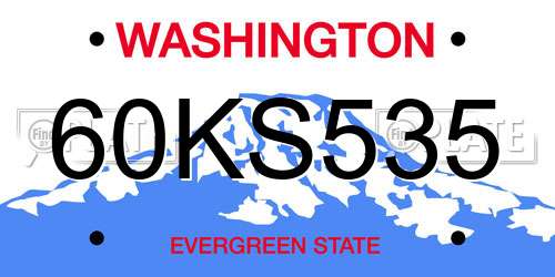 60KS535 Washington License Plate