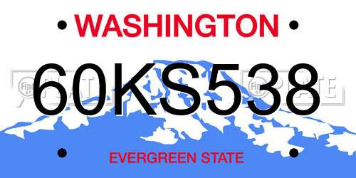 60KS538 Washington License Plate