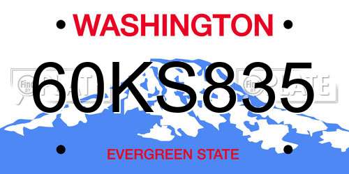 60KS835 Washington License Plate