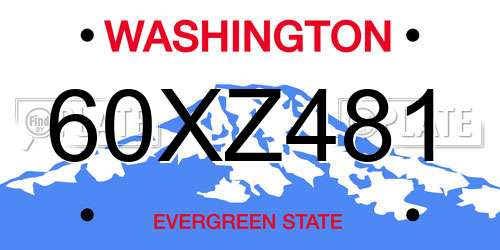 60XZ481 Washington License Plate